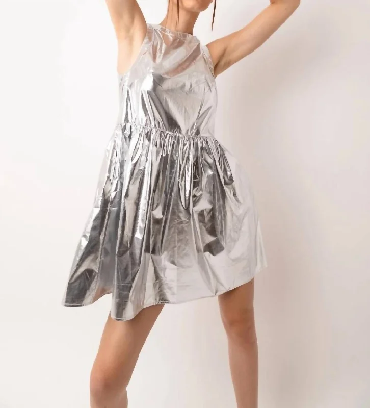 London Metallic Mini Dress In SilverProm Dress
