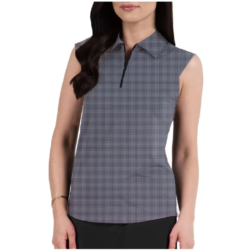 IBKul Mini Check Ladies Sleeveless Polo Shirt