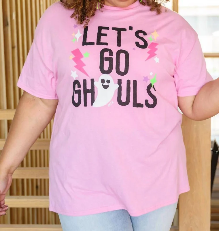 Let's Go Ghouls Tee In Pink