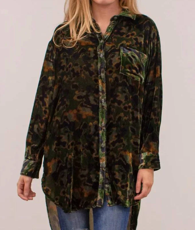 Lucy Tunic Shirt Jungle Tie-Dye In Green