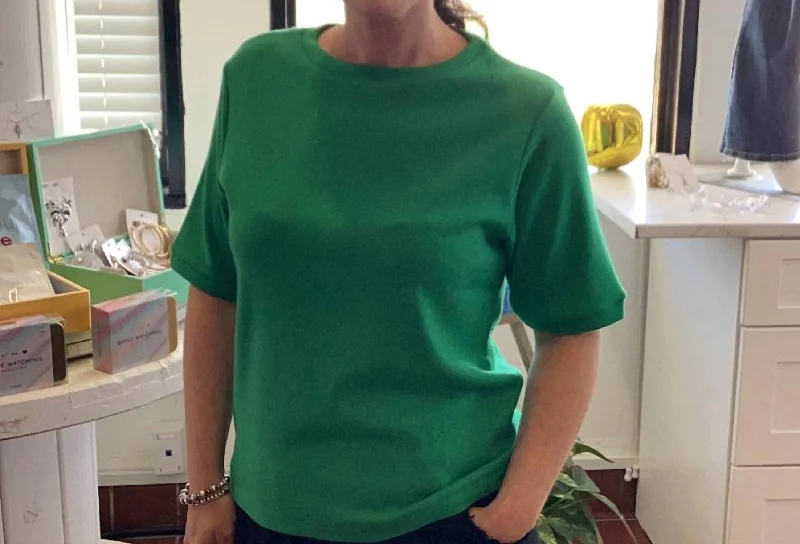 Soft Tensel Knit Top In Green