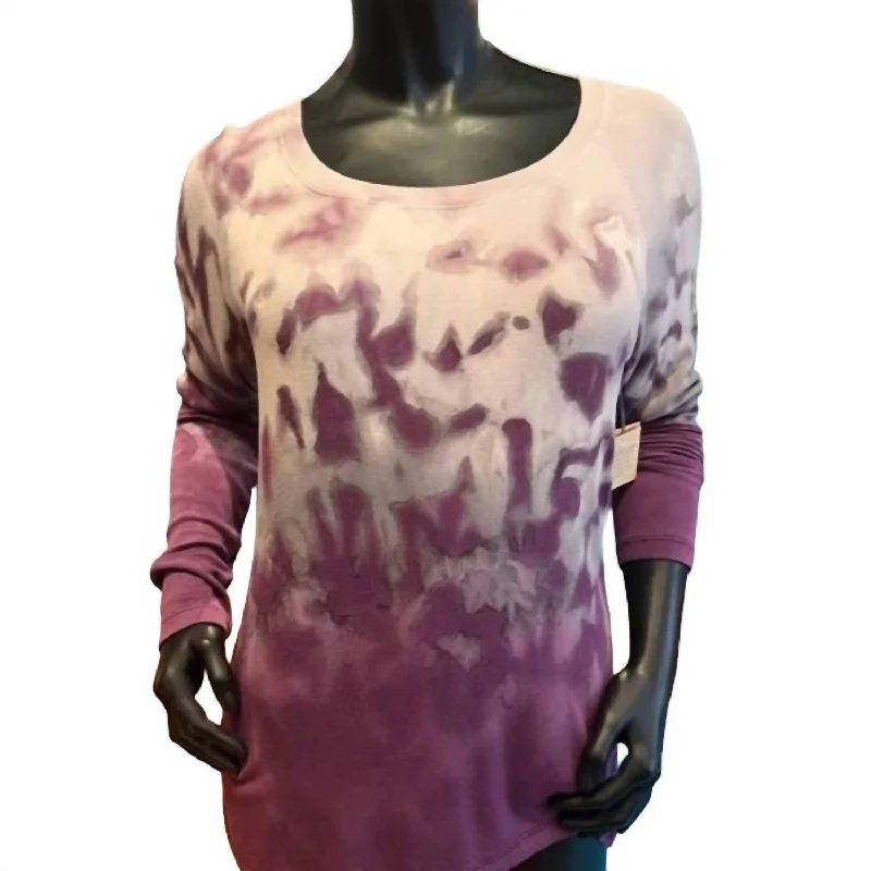 Tie Dyed Long Sleeve Ribbed T-Shirt In Amulet