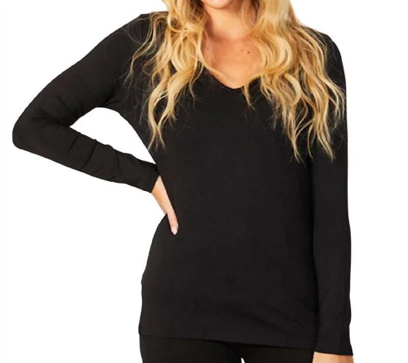 V-Neck Long Sleeve In Black