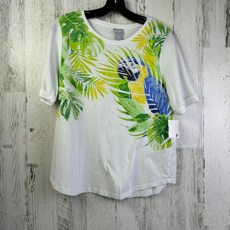 White Top Short Sleeve Basic Chicos, Size M