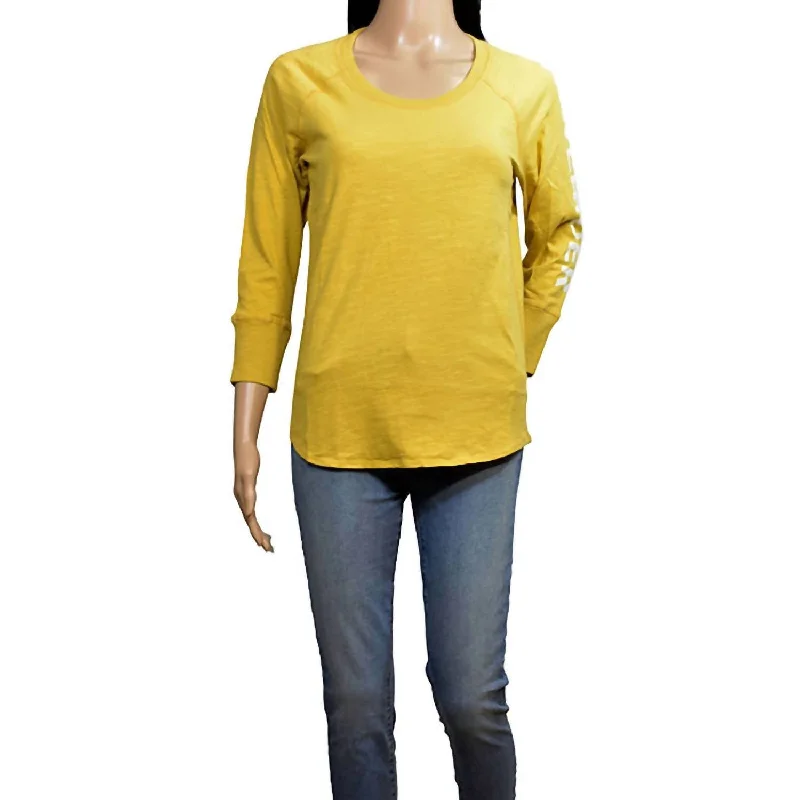 Women California Cotton T-Shirt In Mustard