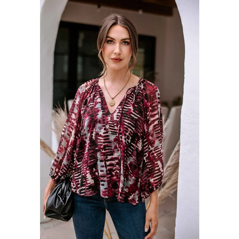 Chiffon Spilt Neck Blouse