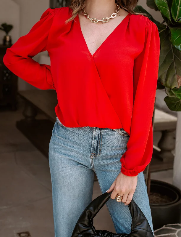 Long Sleeve Cross Front Blouse