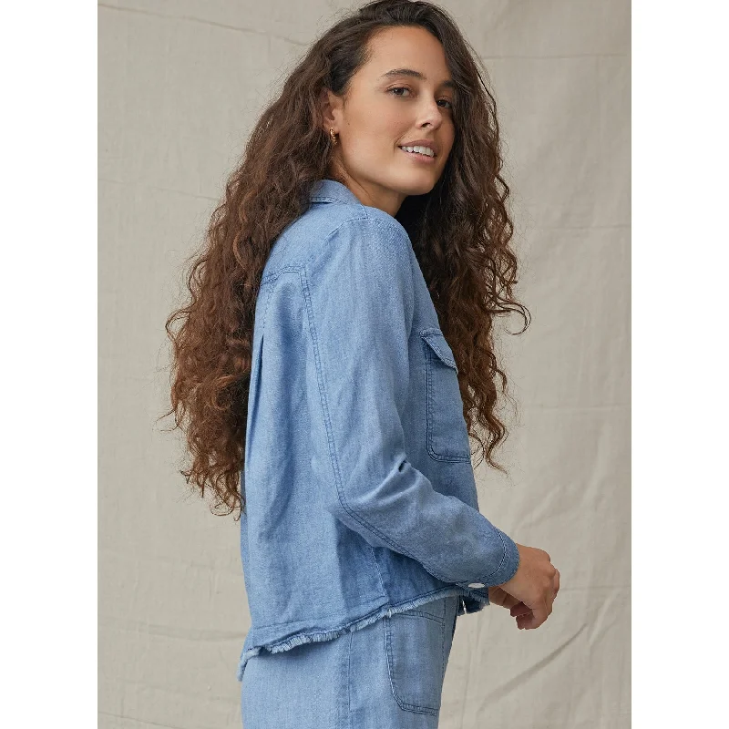 Patch Pocket Fray Hem Shirt