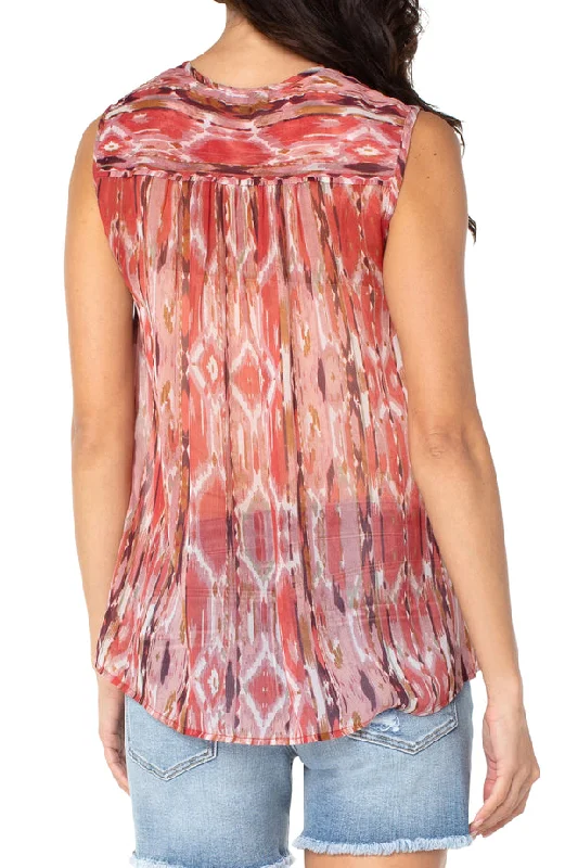 Shirred Sleeveless Blouse