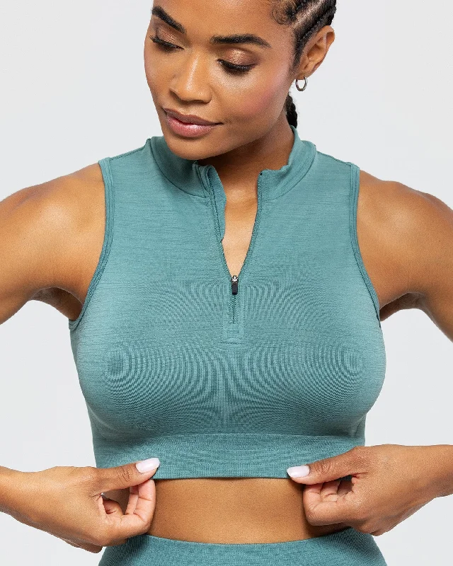 Define Seamless Half Zip Crop Tank | Sea Pine