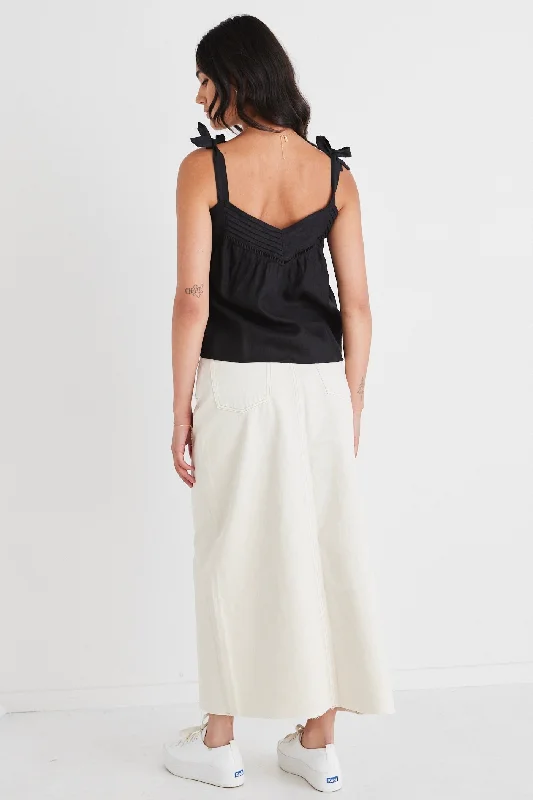 Fluid Black Linen Reversible Tie Shoulder Cami