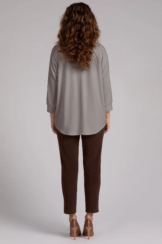 Funnel Neck Pullover with Kangaroo Pocket | Taupe