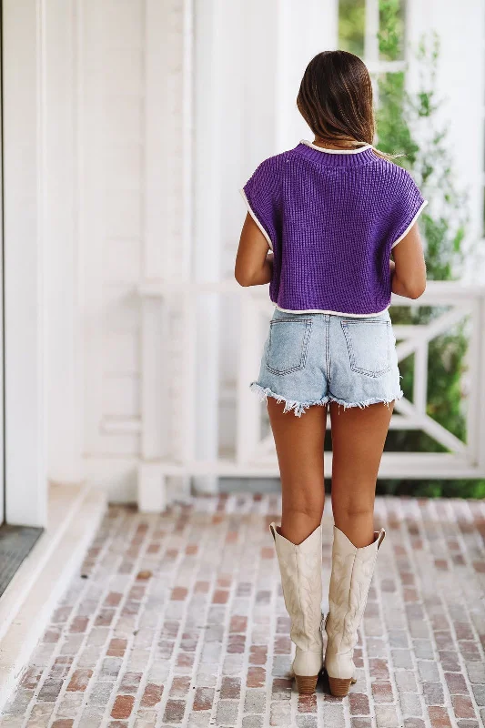 Gameday Ready Sweater Top - Purple