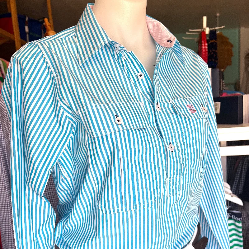 Ladies Cleland Aqua Stripe