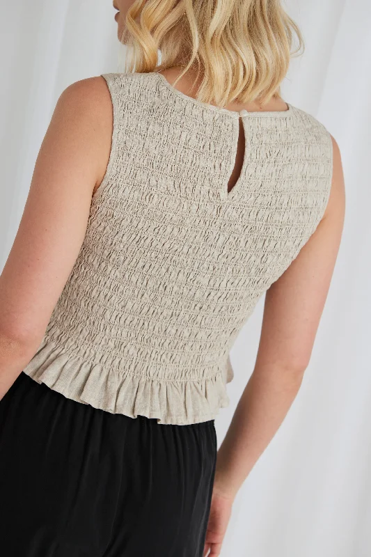 Lonely Natural Linen Sleeveless Shell Top