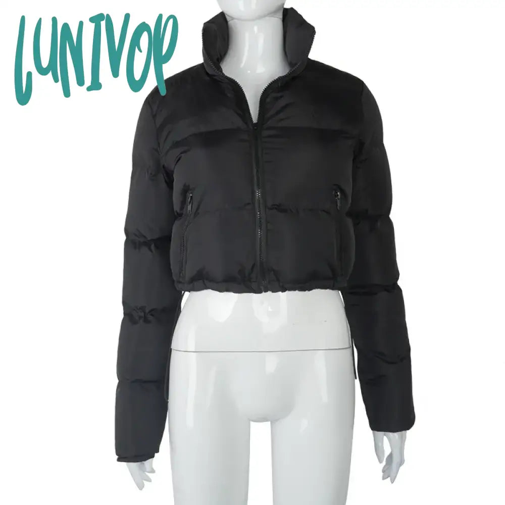 Lunivop  Fall Winter Solid Down Coat Puffer Jacket and Coats for Women Bubble Outerwear Cropped Outwear Oversized Clothing