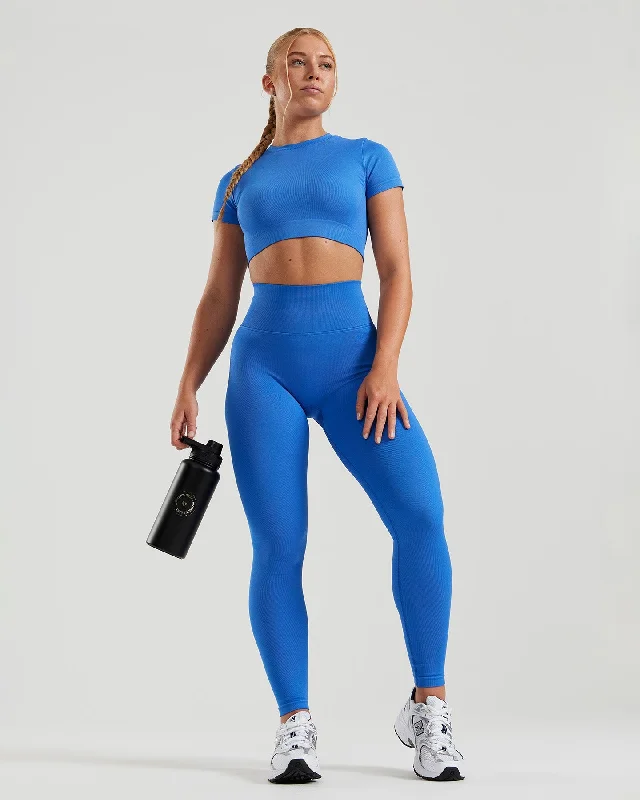 Motion Seamless Short Sleeve Crop Top | French Blue