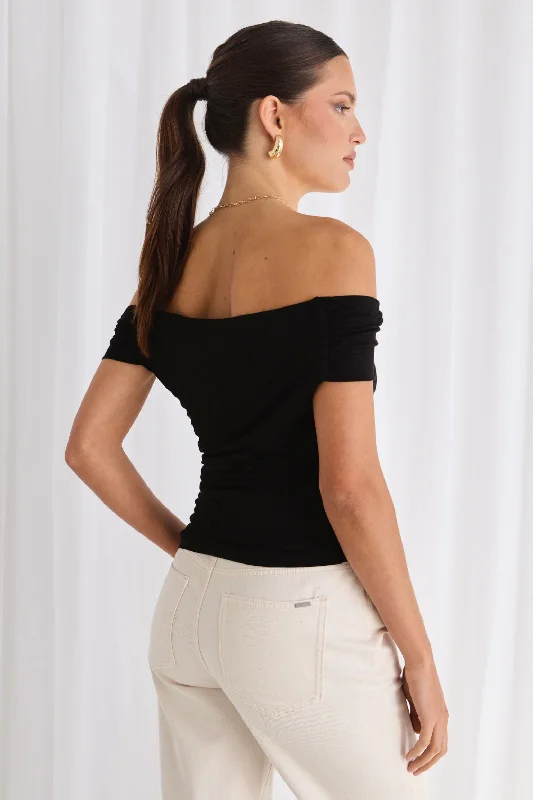 Nightlife Black Stretch Off Shoulder Top