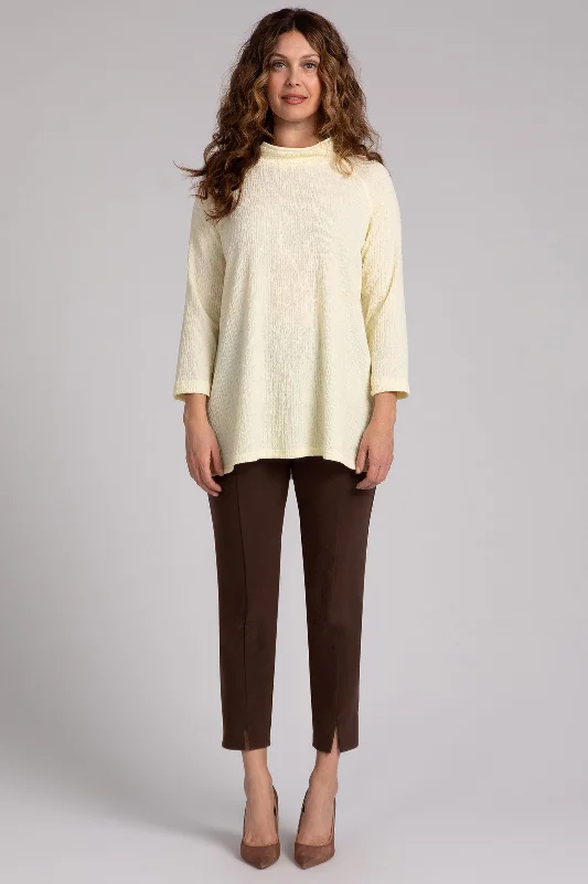 Popcorn Waffle Svelte Funnel Neck Tunic | Lemon Chiffon