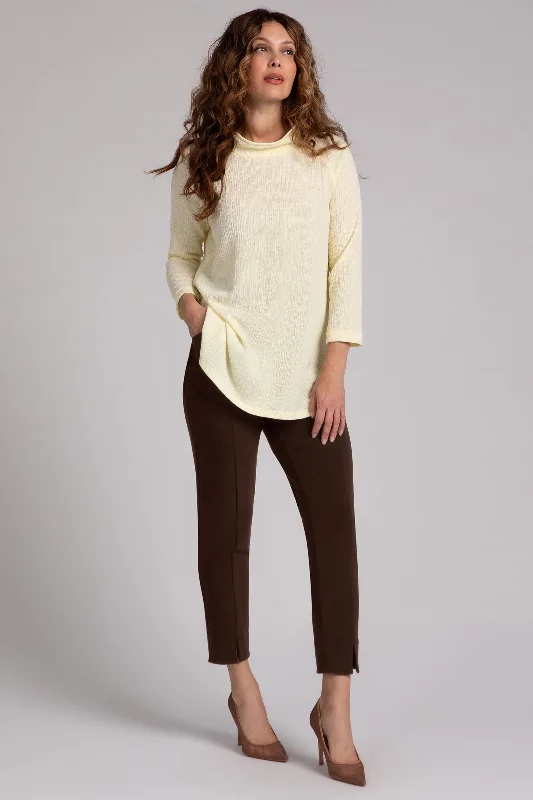 Popcorn Waffle Svelte Funnel Neck Tunic | Lemon Chiffon