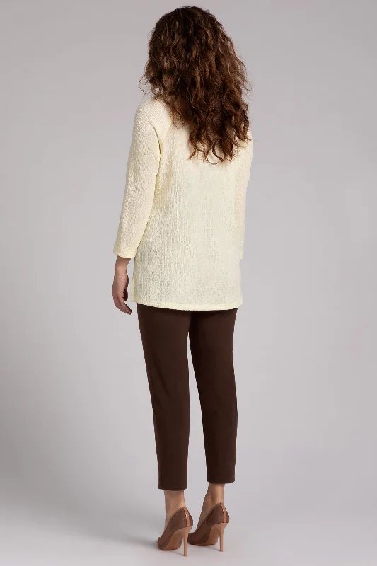 Popcorn Waffle Svelte Funnel Neck Tunic | Lemon Chiffon