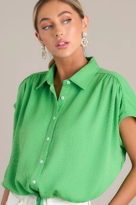 Pure Serenity Green Button Front Drawstring Top