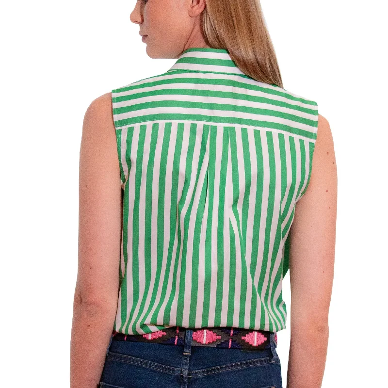 Sleeveless Thick Green Stripe