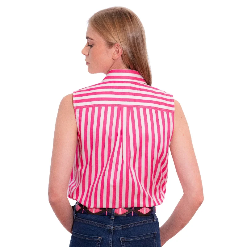 Sleeveless X-Thick Fuchsia Stripe w. Aqua Trim