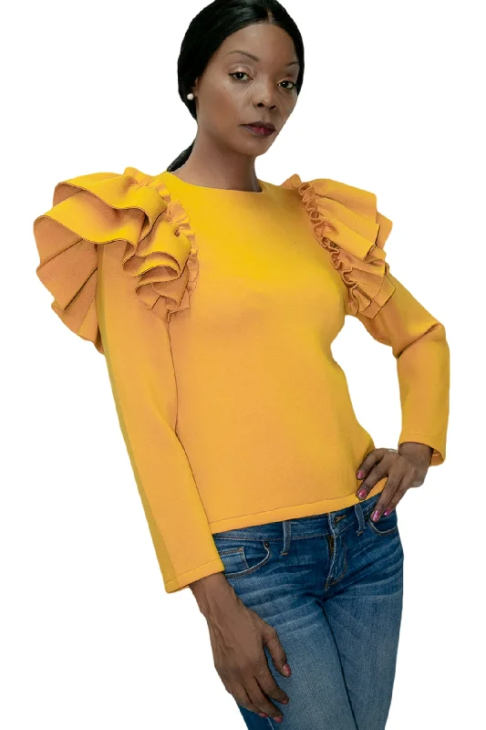 2020131 SWEATER TOP (MUSTARD, WINE)