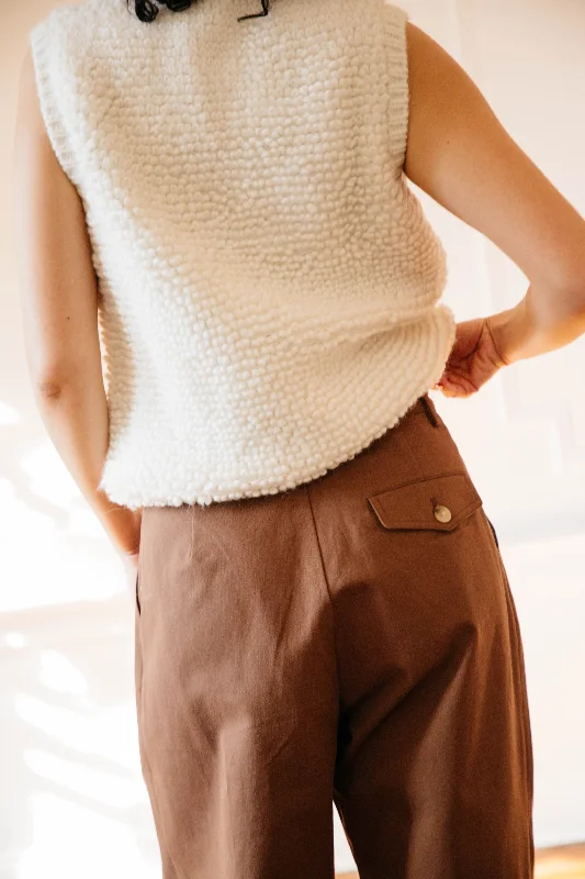 Cezar Loop Vest Sweater- Ivory