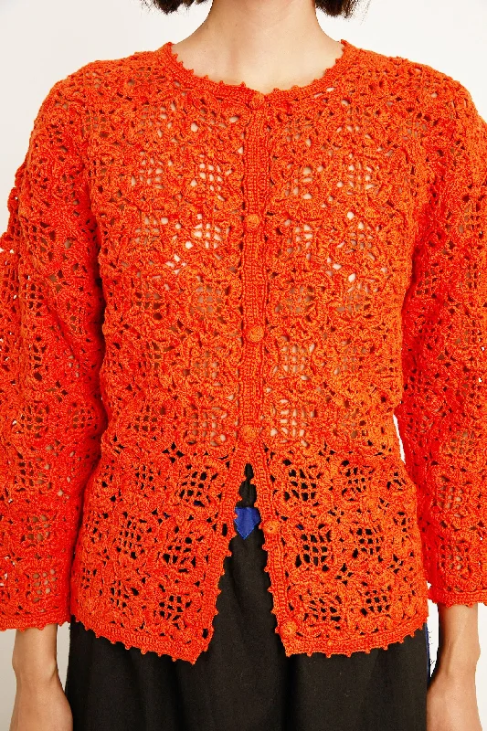 Dita Crochet Cardigan - Tomato