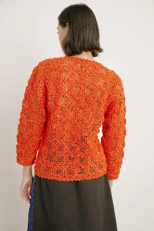 Dita Crochet Cardigan - Tomato