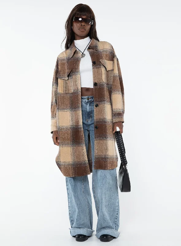 Fenley Longline Plaid Shacket Multi