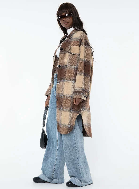 Fenley Longline Plaid Shacket Multi