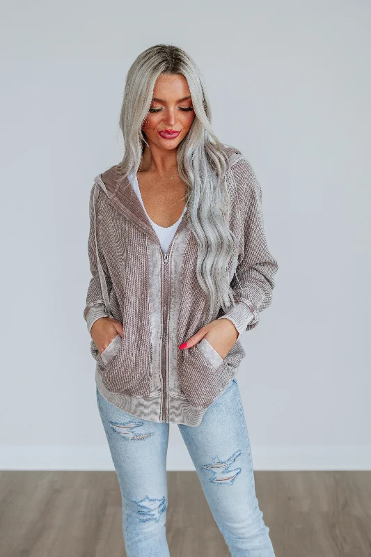 Leya Zip-Up Jacket - Taupe