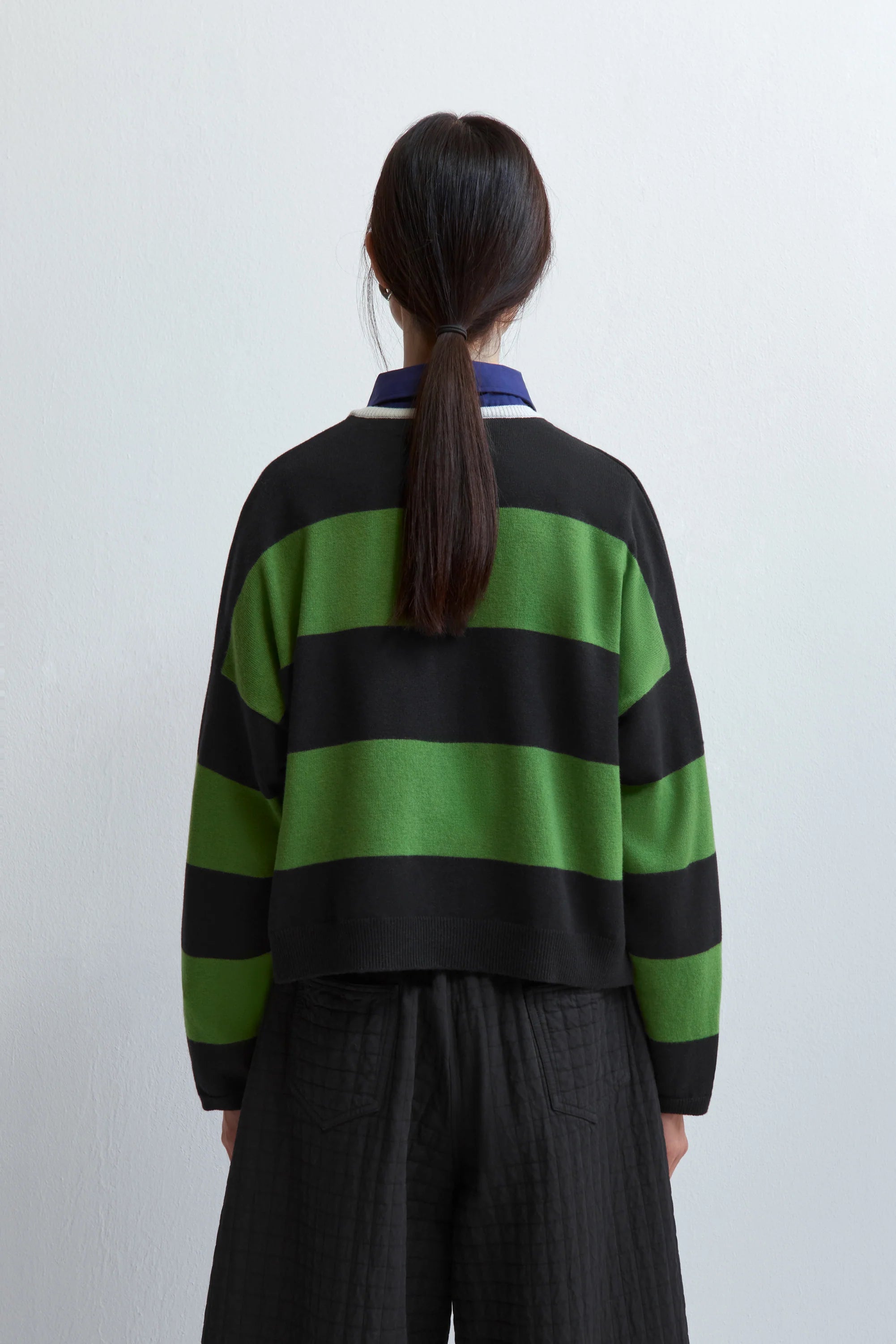 Merino Wool Striped Polo Sweater - Herba