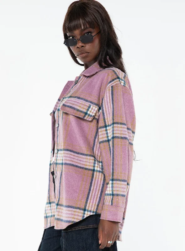 Milane Plaid Shacket Pink