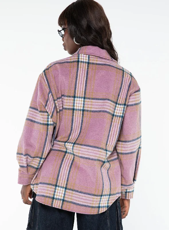 Milane Plaid Shacket Pink