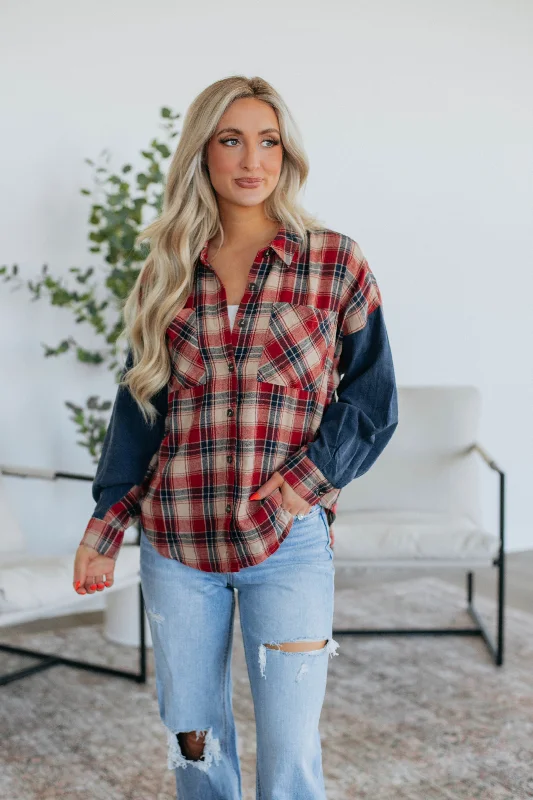 Tanner Flannel Top - Red Mix