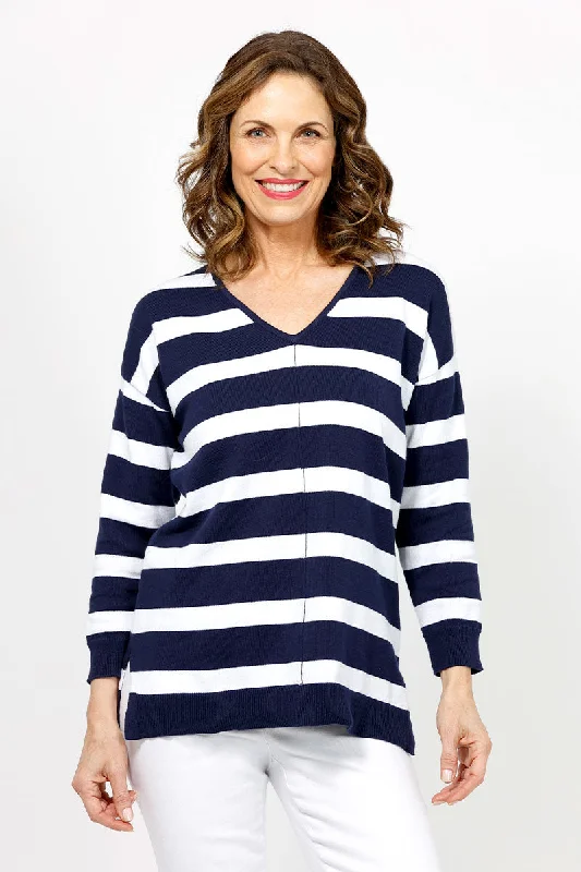 Ten Oh 8 Wide Stripe V Sweater