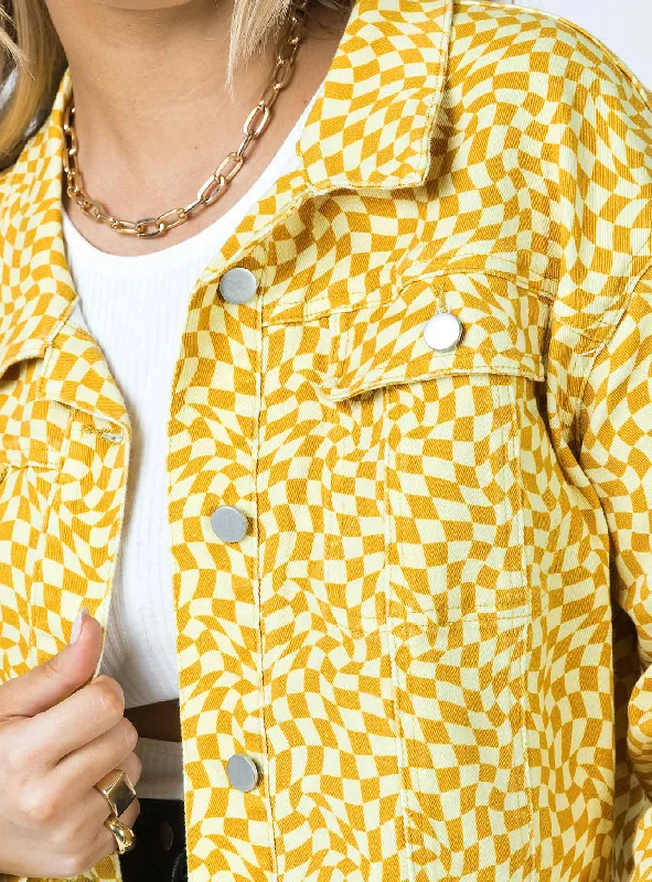 Trippy Waves Cropped Jacket Yellow