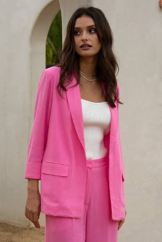 Linen Cuffed Sleeve Blazer