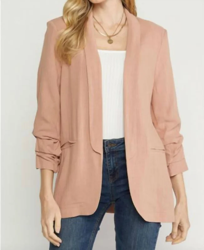 Linen Blazer In Blush