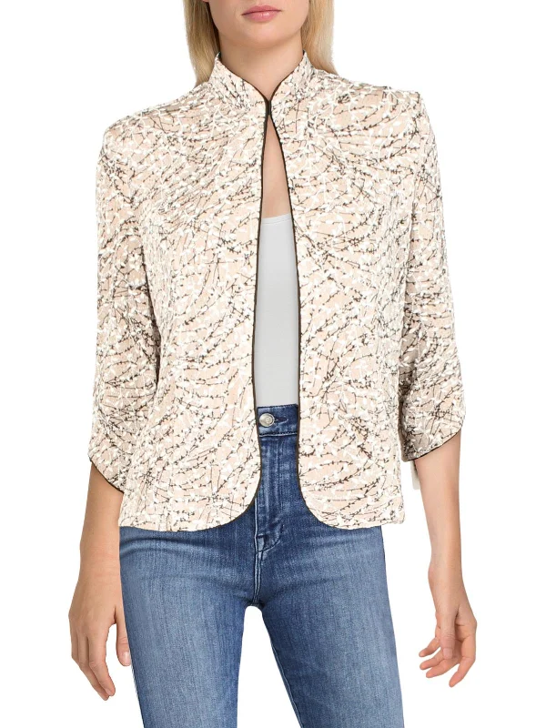 Petites Womens Textured Glitter Jacket