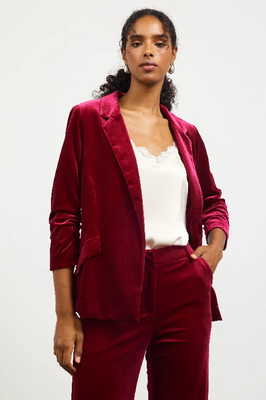 Ruched Velvet Blazer