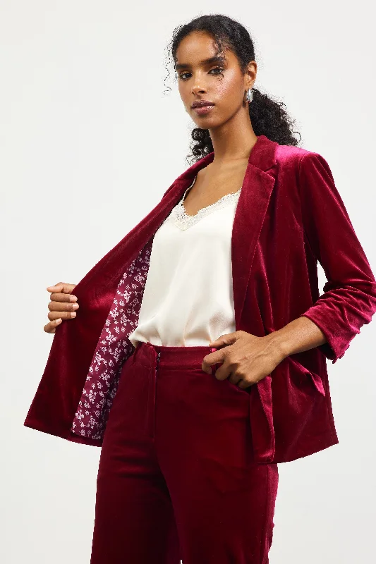 Ruched Velvet Blazer