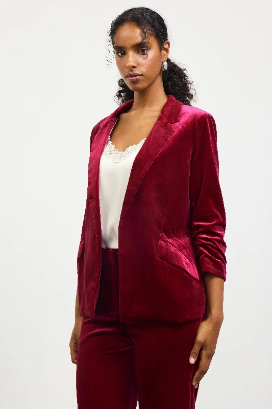 Ruched Velvet Blazer