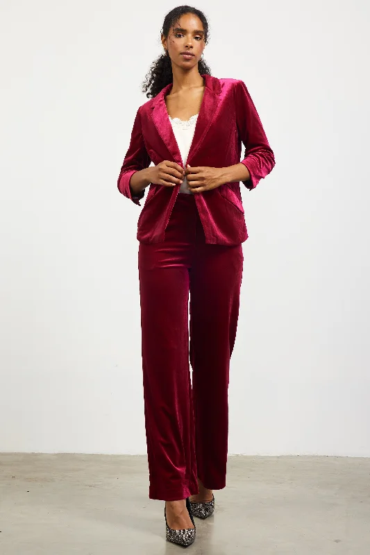 Ruched Velvet Blazer