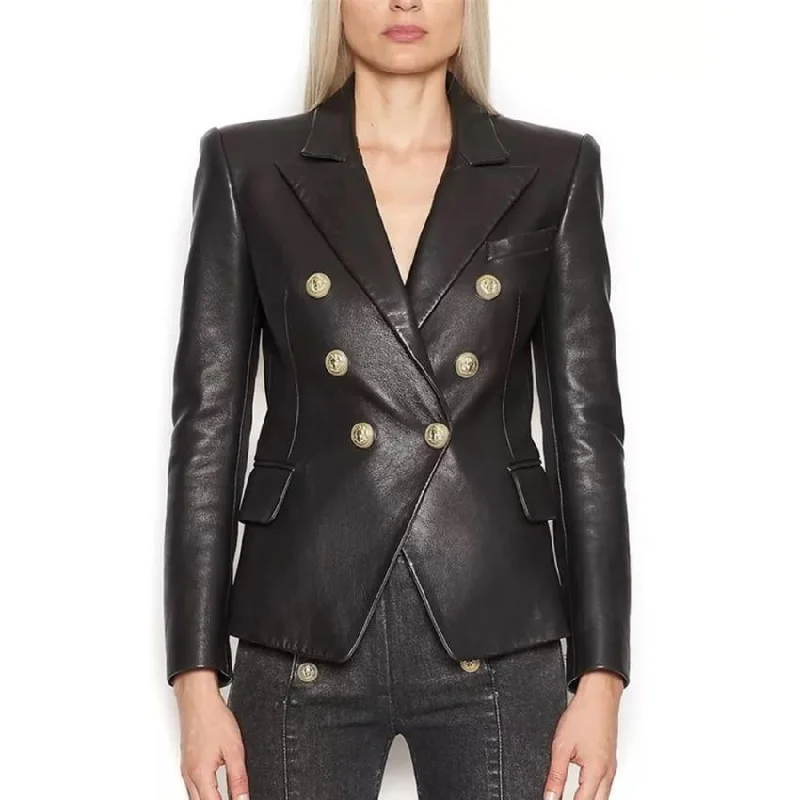 Women Blazer Faux Leather Blazer