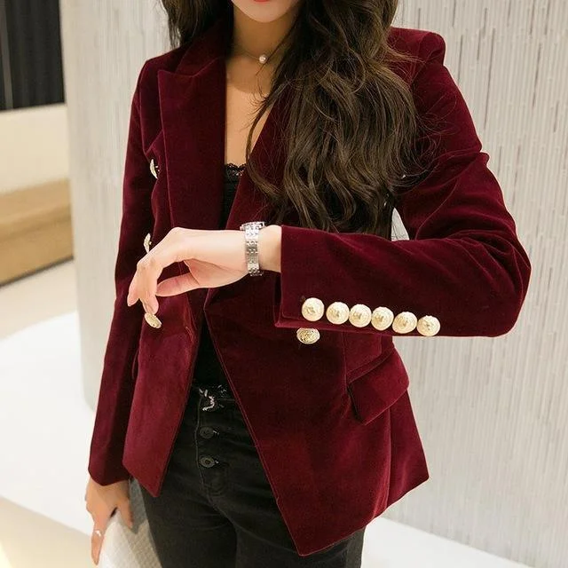 Women Blazer,  Velvet Blazer, Double Breast